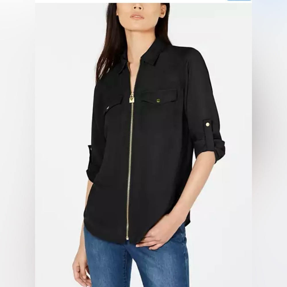 MICHAEL Michael Kors- roll tab zipped blouse Size PS